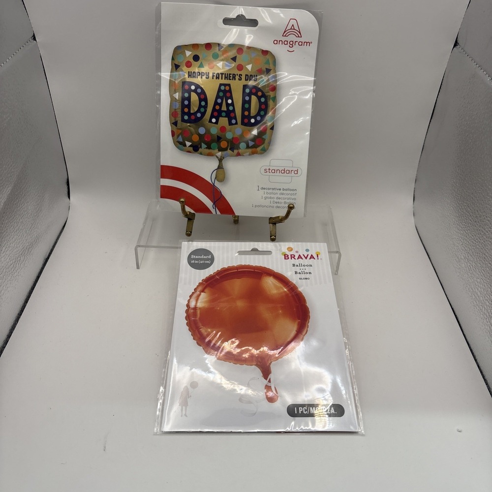 Anagram~17" Square Happy Father's Day Balloon and Standard 16" Orange Circle